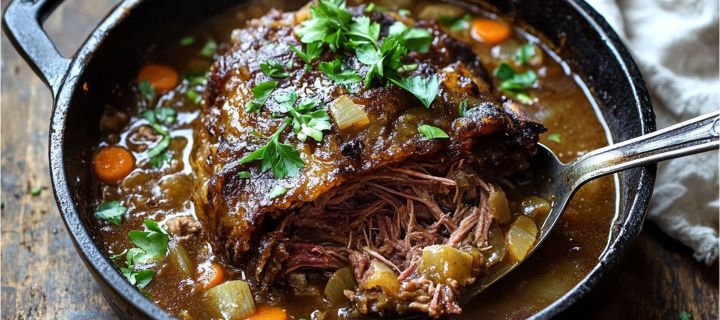 Maison Delval - Recettes - Épaule d'agneau braisée sept heures au vin blanc