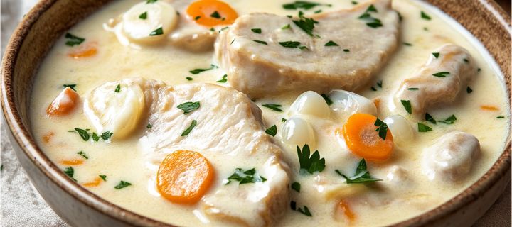 Maison Delval - Recettes - Blanquette de veau à l'ancienne, riz blanc